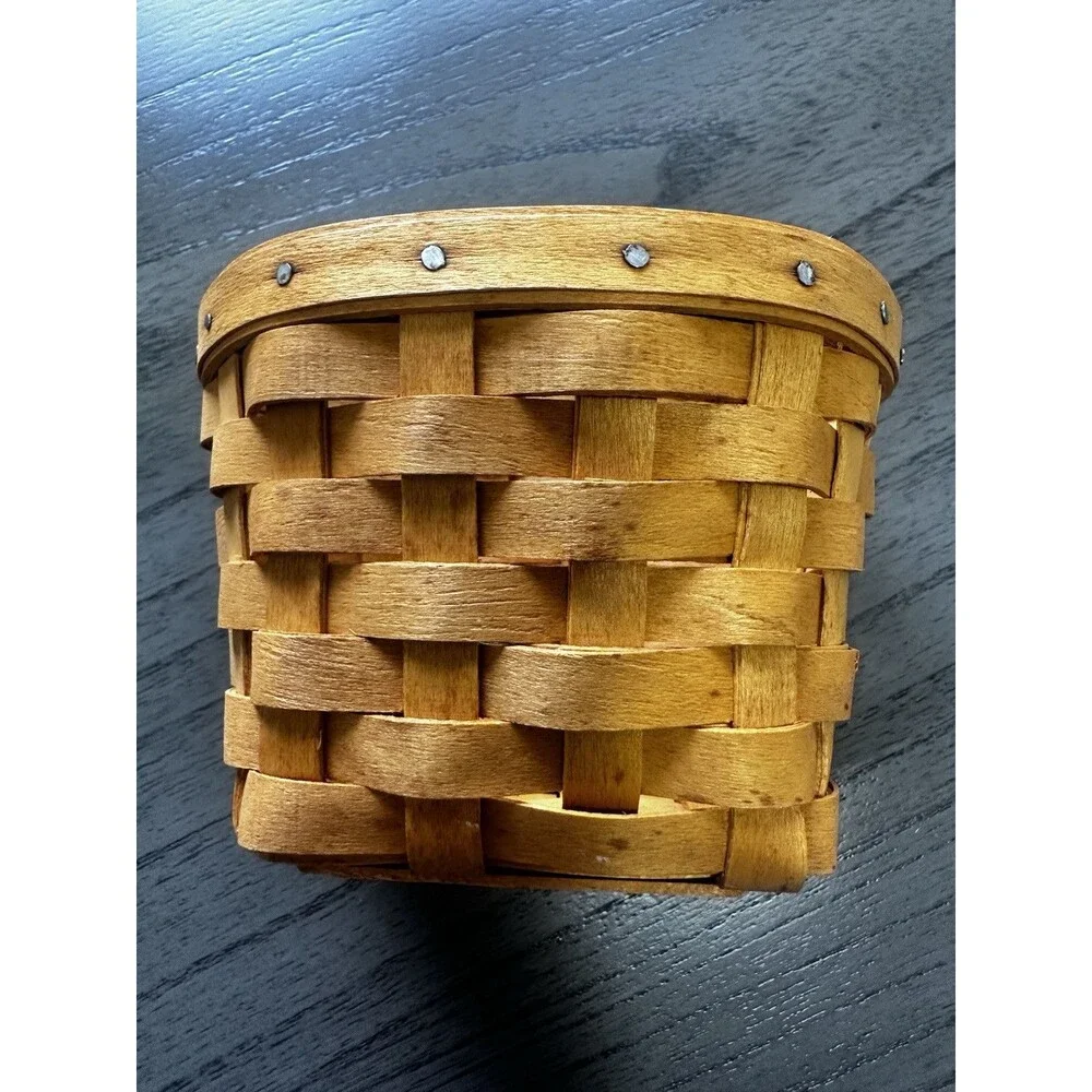 Longaberger 1998 Small 3.5” Wall Pocket Oregano Handmade Basket W/Bracket Hanger